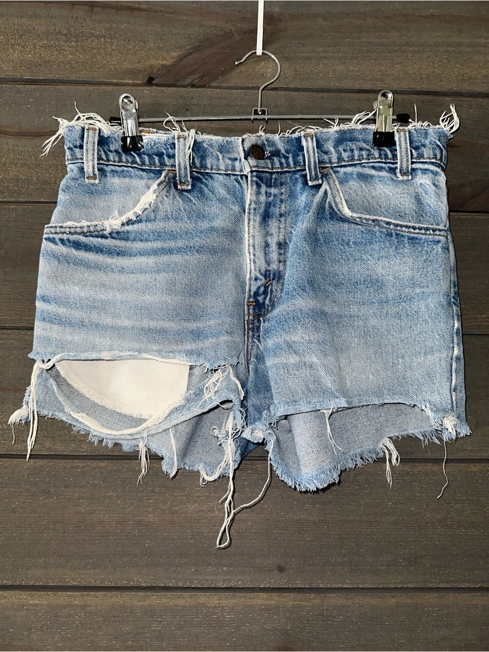 LEVI’S VINTAGE ORANGE TAG Denim Cutoff Distressed Women's Shorts - Light Blue